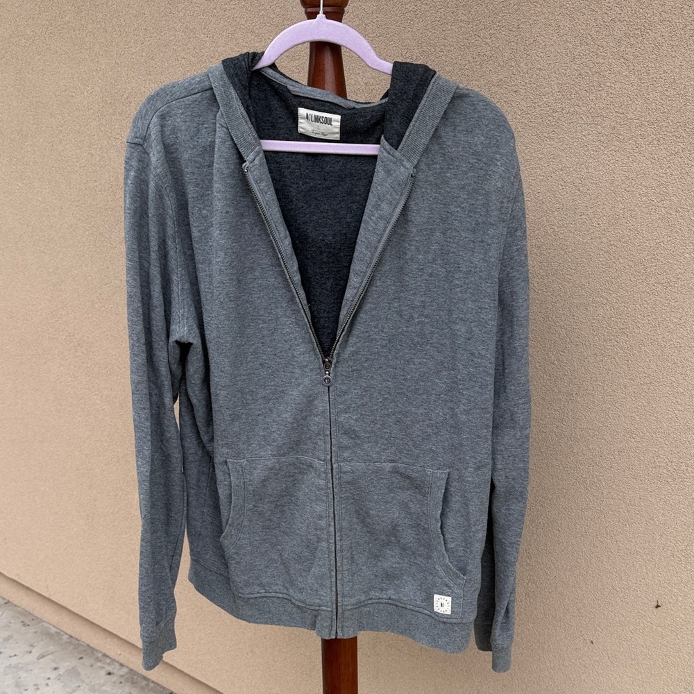 Linksoul Heather Gray Zip-Up Hoodie